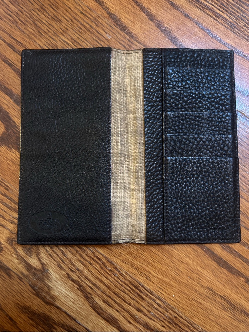 Authentic Fendi Selleria Black Pebbled Leather Checkbook Wallet Long Bifold COA - Picture 5 of 12